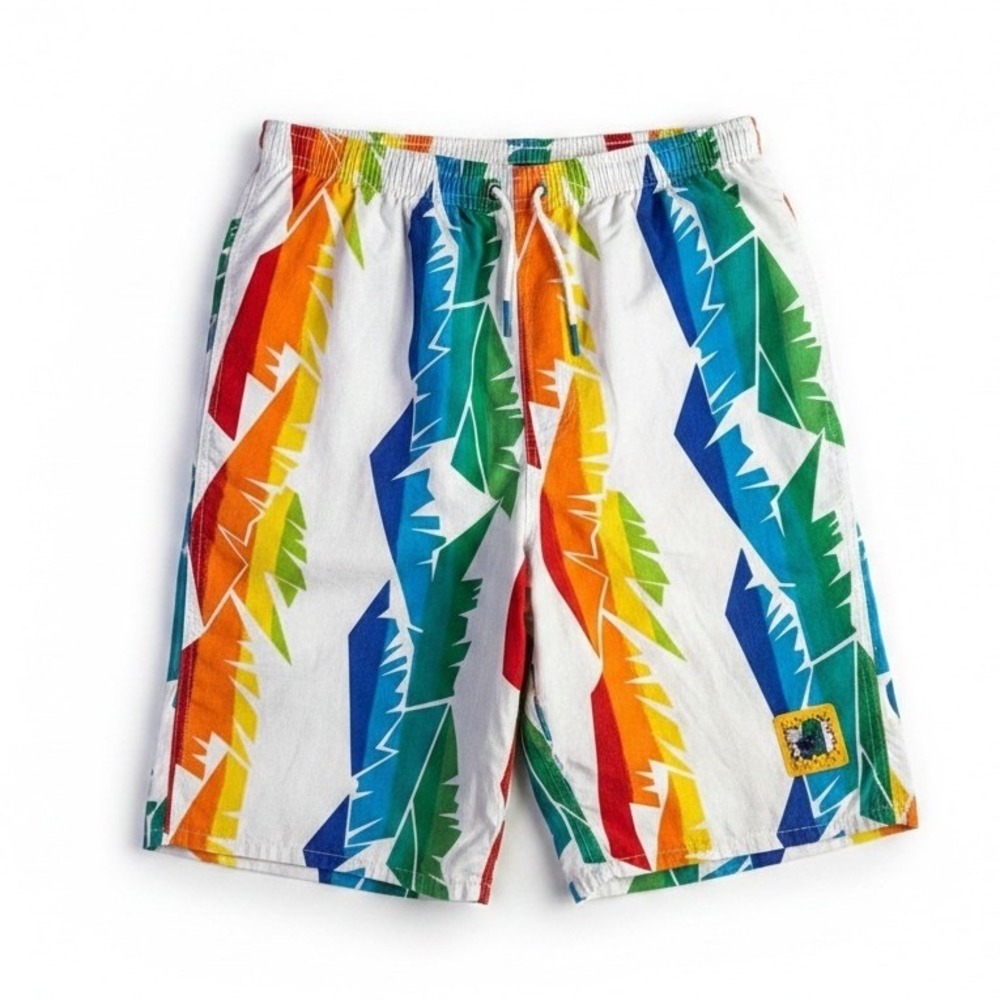 90s Vintage Knee Busters Shorts Ocean Pacific Size M White Multi Cotton